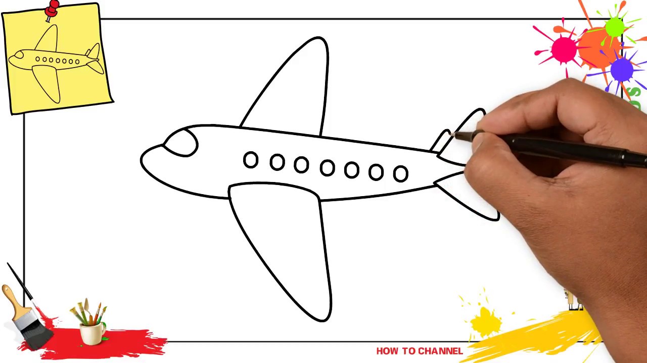 1280x720 How To Draw A Plane Easy Step - Child Thinking Drawing