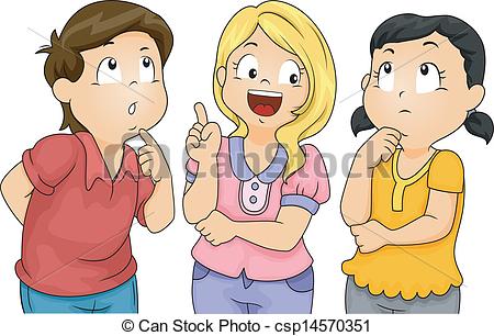 450x306 Illustration Of Male And Female Kids Thinking - Child Thinking Drawing