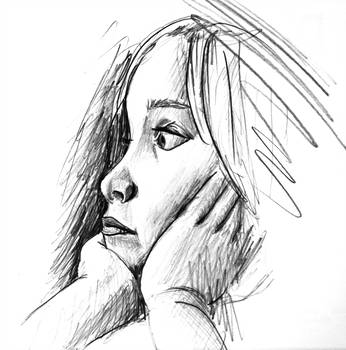 346x350 Quick Sketch Of A Child Thinking - Child Thinking Drawing