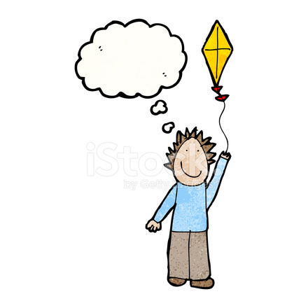 440x440 child's drawing of a boy flying kite stock vector - Children Flying Kite Drawing