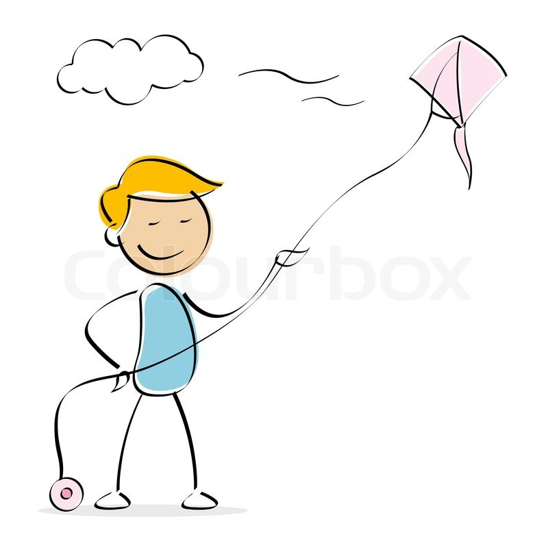 800x800 illustration of vector kid flying kite stock vector colourbox - Children Flying Kite Drawing