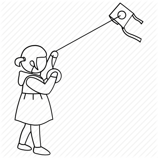 512x512 child, daughter, flying, girl, kite, windy icon - Children Flying Kite Drawing