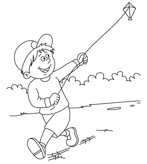 612x683 pictures of children flying kites flying kite coloring - Children Flying Kite Drawing