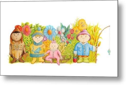 492x331 Drawing Children Of The World Metal Print - Children Of The World Drawing