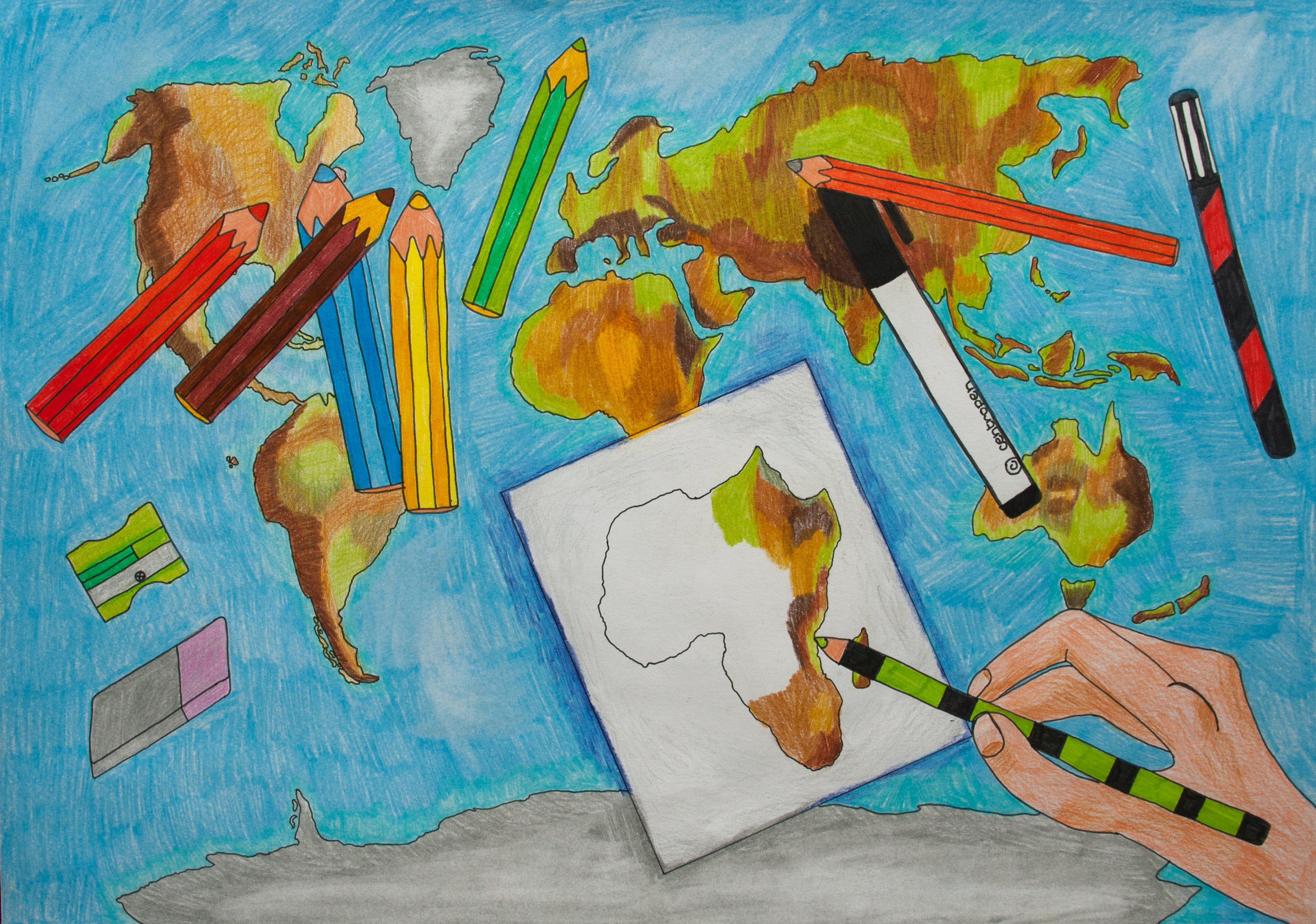 3254x2284 i am drawing world children map their world - Children Of The World Drawing