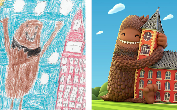 736x457 artists around the world interpret children's drawings in various - Children Of The World Drawing