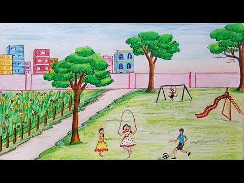 480x360 How To Draw Scenery Of Children's Play Step - Children Playing Drawing