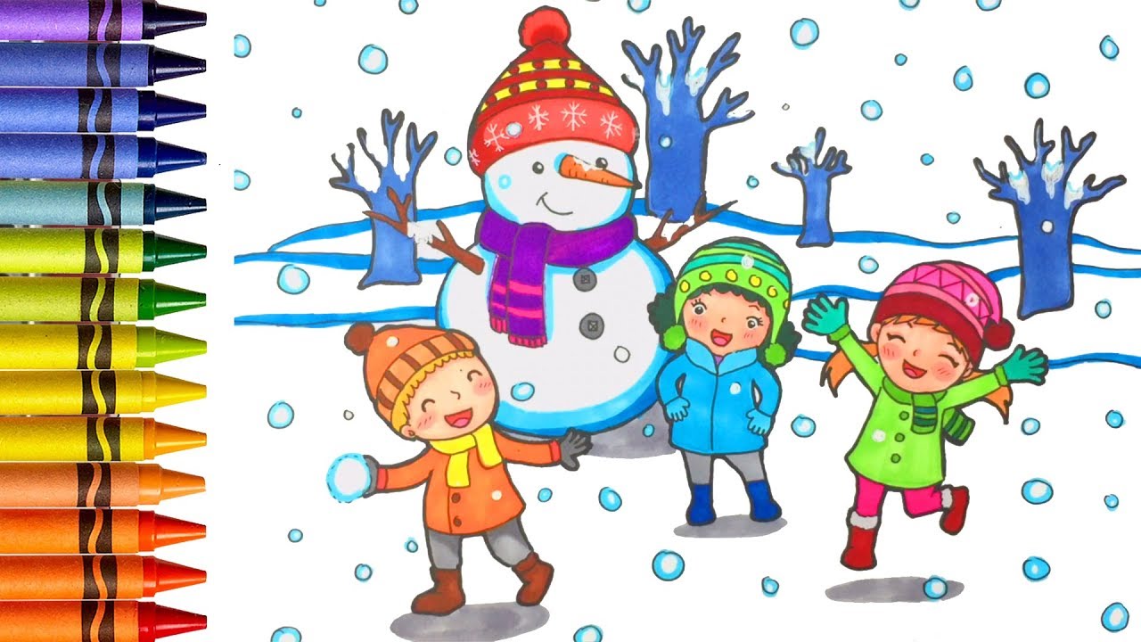 1280x720 Learn Drawing For Childrens How To Draw Snow Man Merry Christmas - Children Playing Drawing
