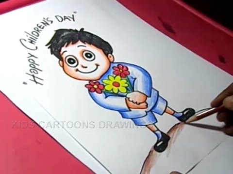 480x360 How To Draw Children's Day Greeting Card Drawing For Kids Step - Childrens Day Drawing