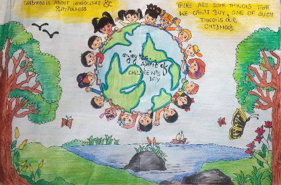 550x363 Children's Day Painting - Childrens Day Drawing