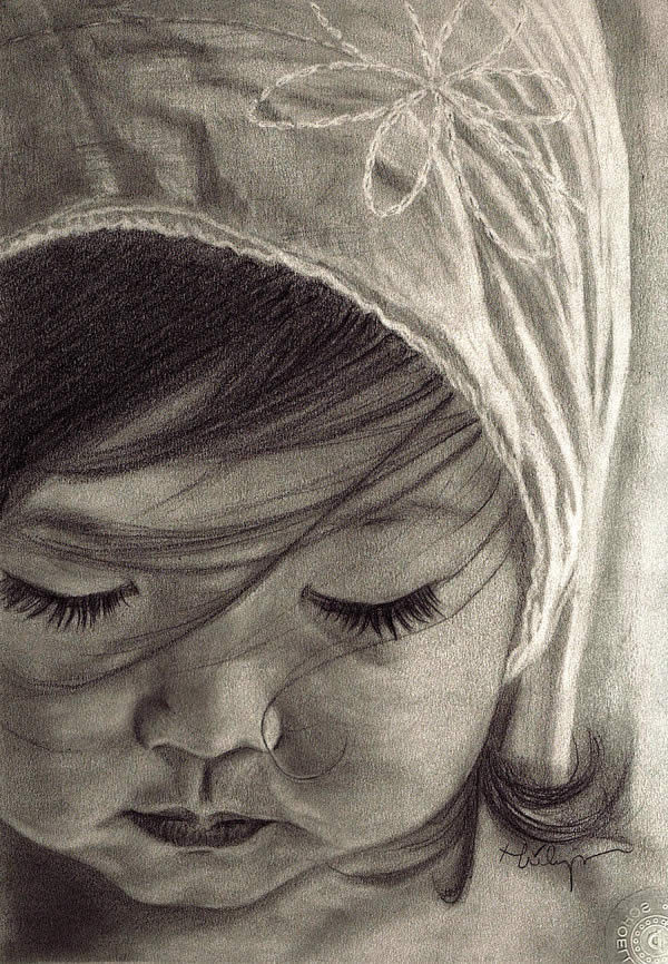 600x866 Ultra Realistic Children Portrait Drawings - Childs Face Drawing