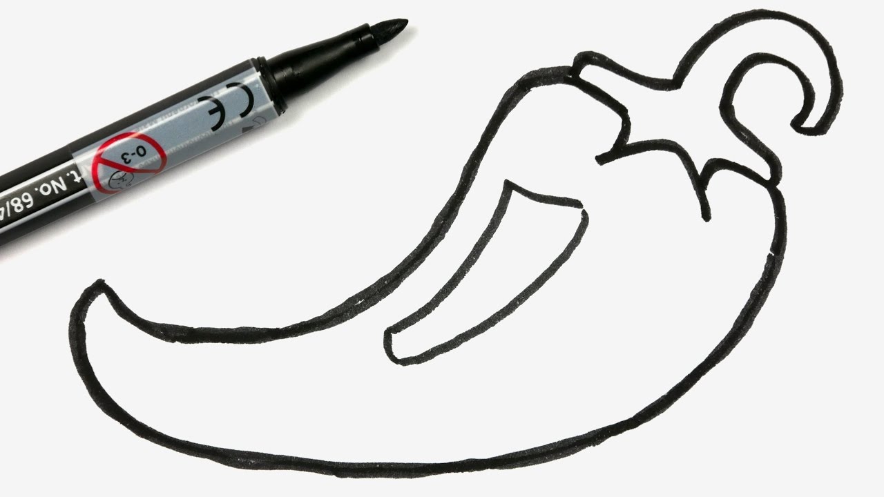 1280x720 how to draw a cartoon chili pod - Chili Drawing