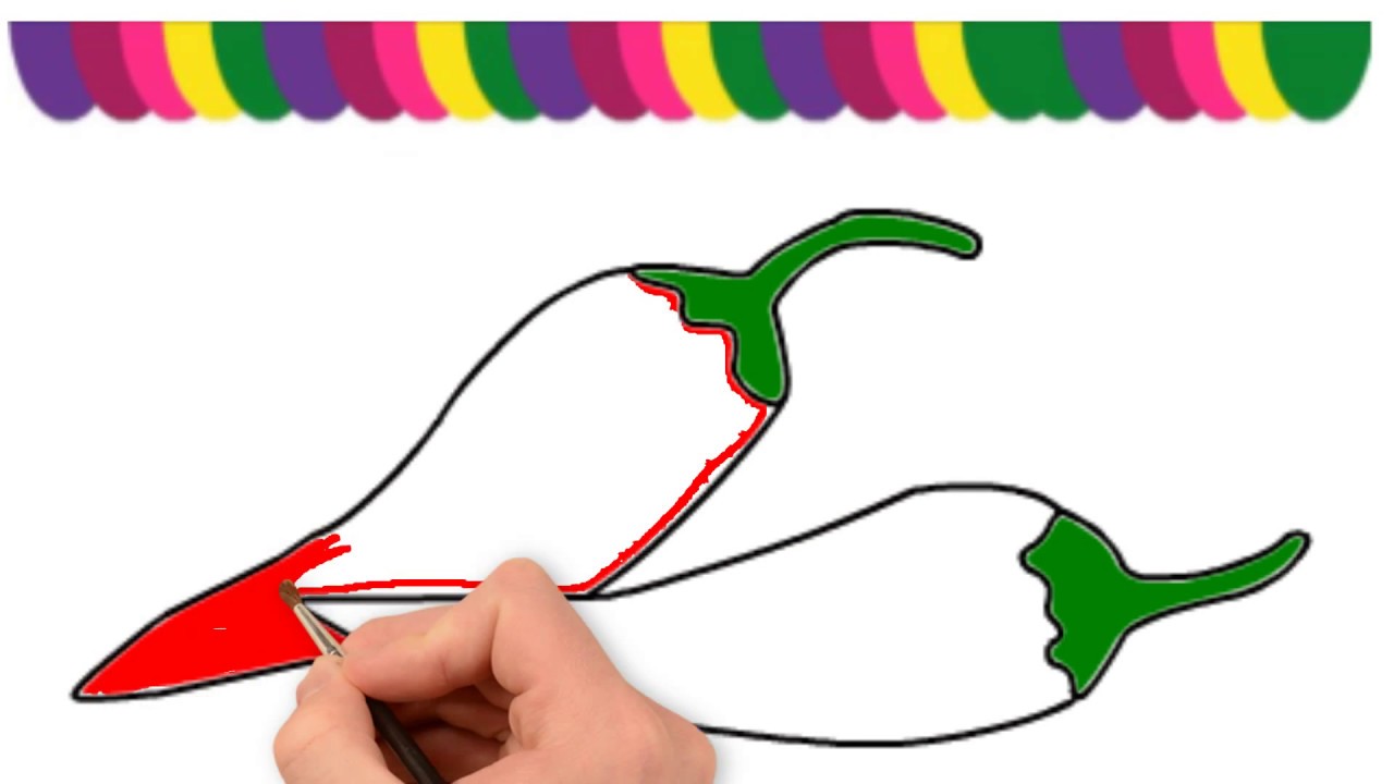 1280x720 how to draw red chilli drawing for kids step - Chilli Drawing