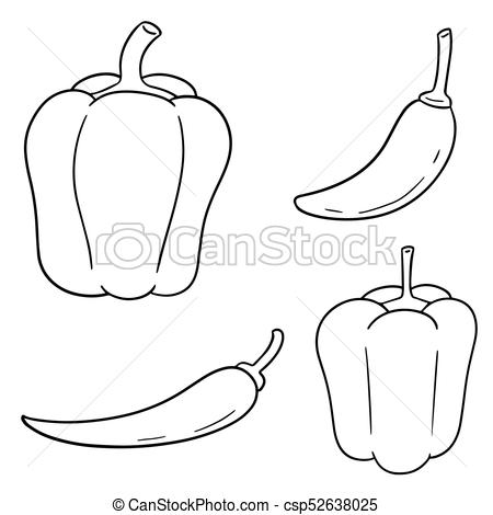 450x470 vector set of chilli - Chilli Drawing