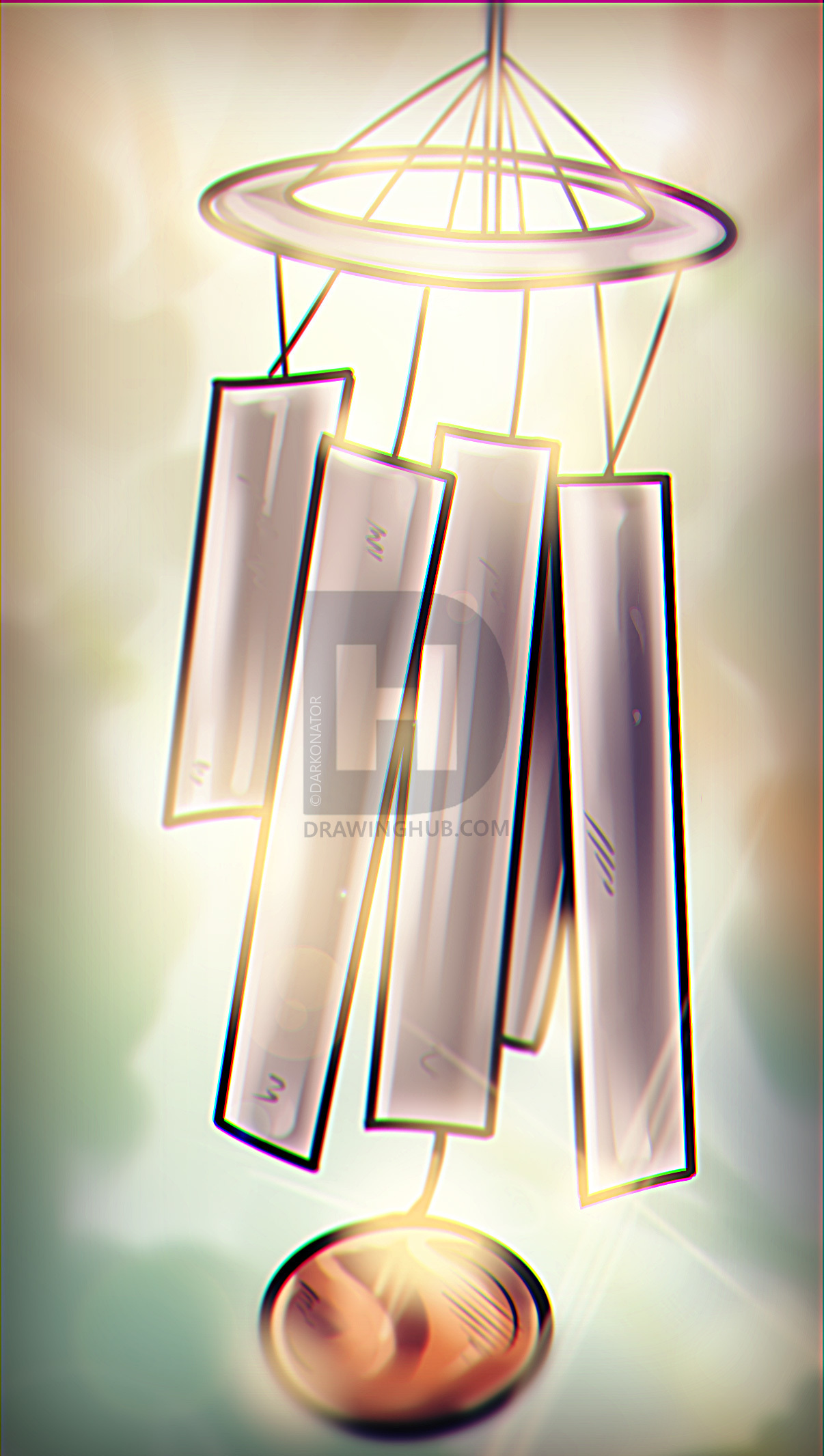 1206x2132 How To Draw Chimes, Wind Chime, Step - Chime Drawing