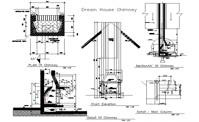 650x400 dream house chimney detail dwg - Chimney Drawing