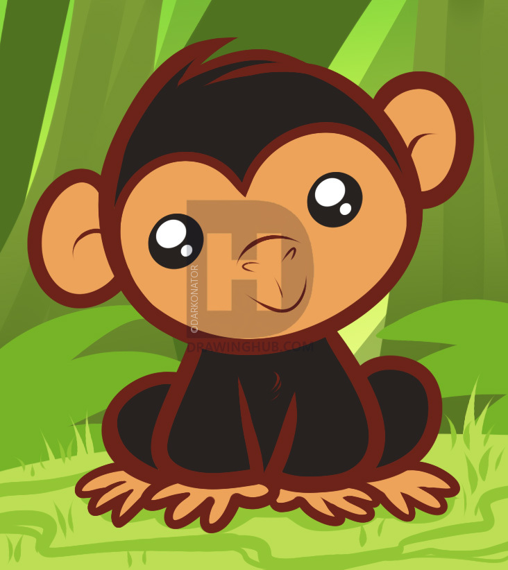 732x822 how to draw a chimpanzee for kids, step - Chimpanzee Drawing