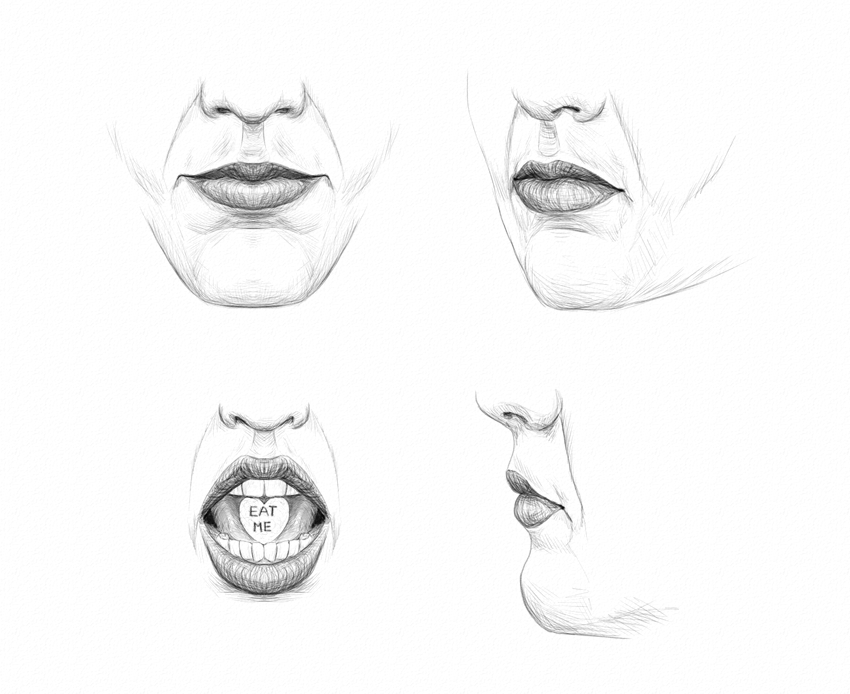 850x694 How To Draw Lips And A Mouth - Chin Drawing