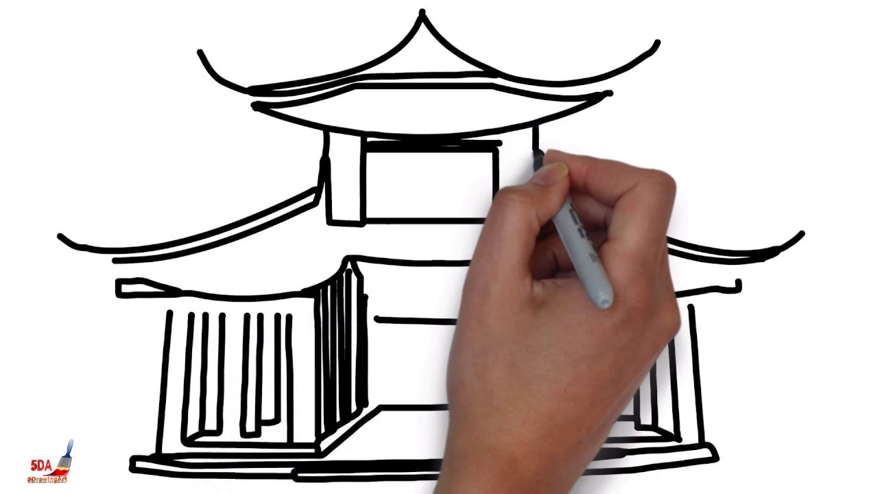 1280x720 How To Draw A Chinese House Trick Art Drawing A Chinese House - China Drawing