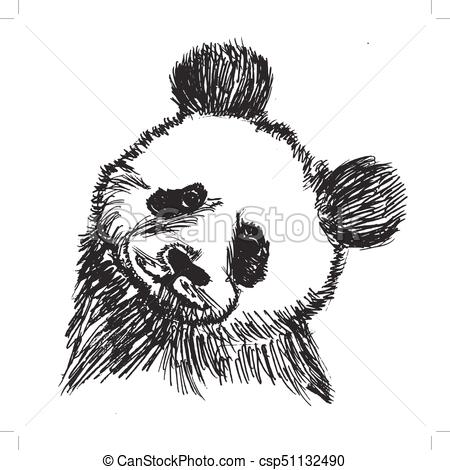 450x470 Panda, Symbol Of China Vector, Sketch, Hand Drawn Illustration - China Drawing