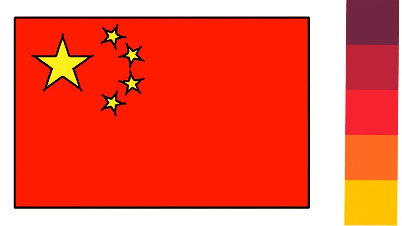 1280x720 Chinese Flag Drawing For Kids How To Draw And Coloring Little - China Drawing