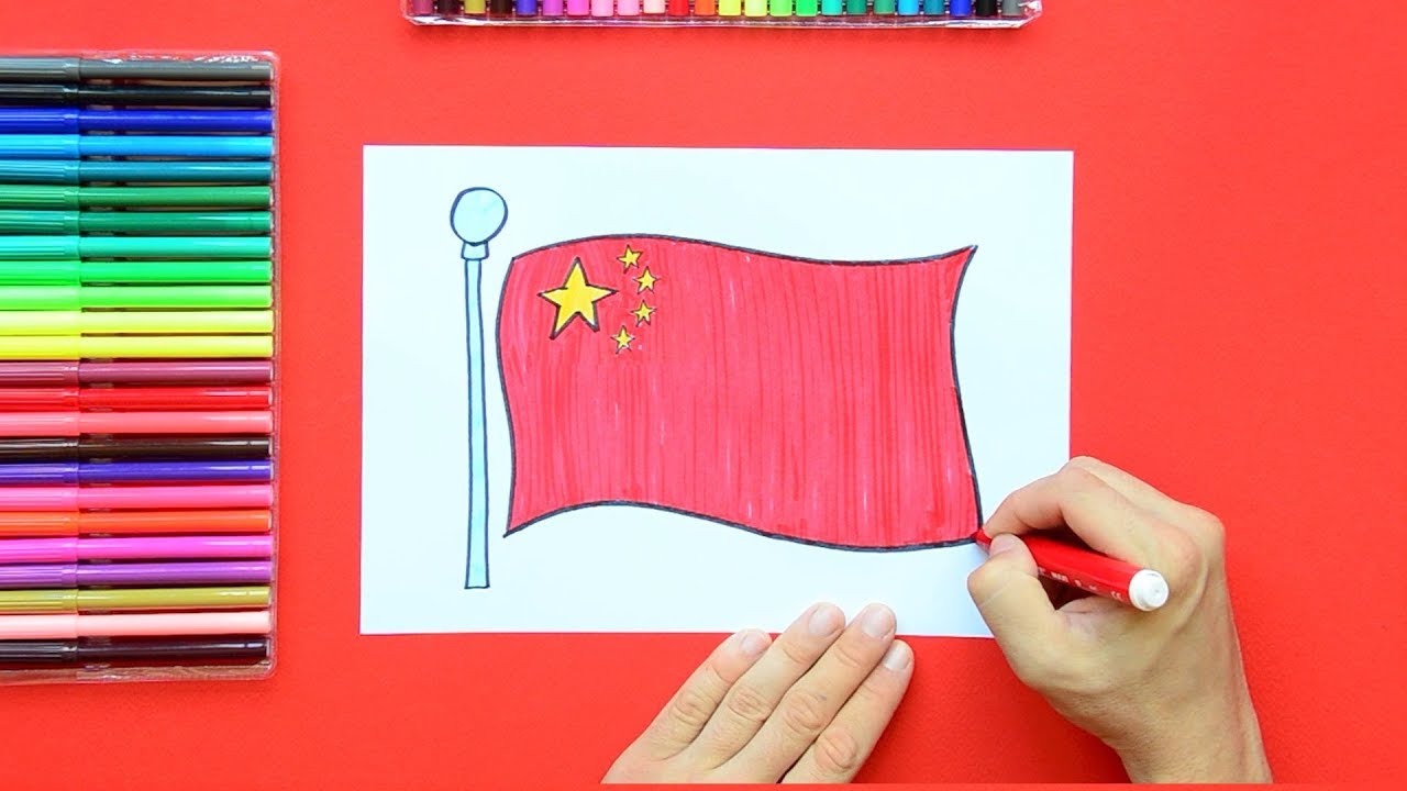 1280x720 how to draw the national flag of china - China Flag Drawing