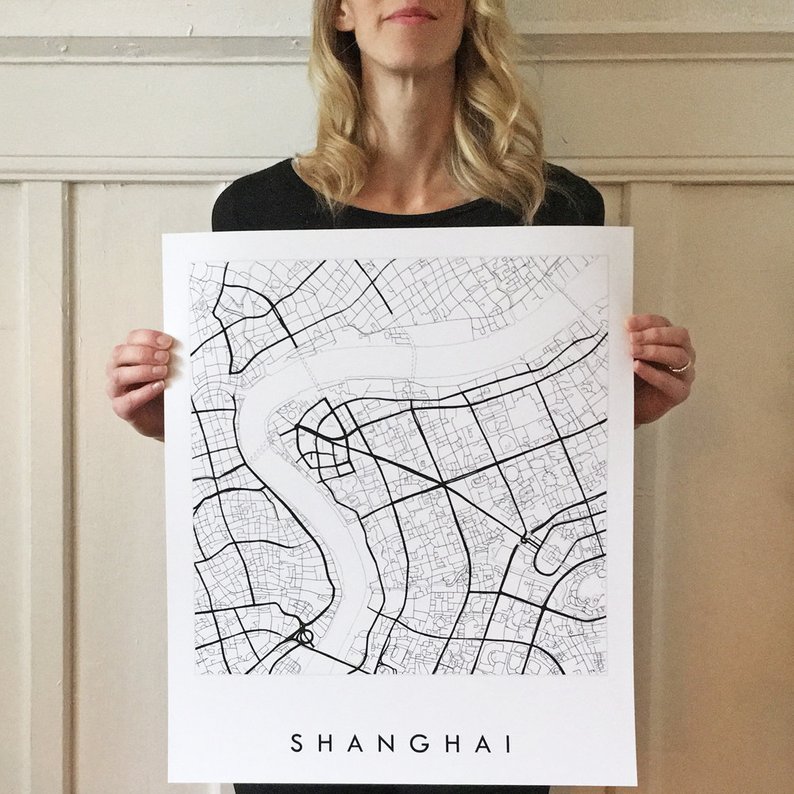 794x794 shanghai map street map china city map drawing black and white etsy - China Map Drawing