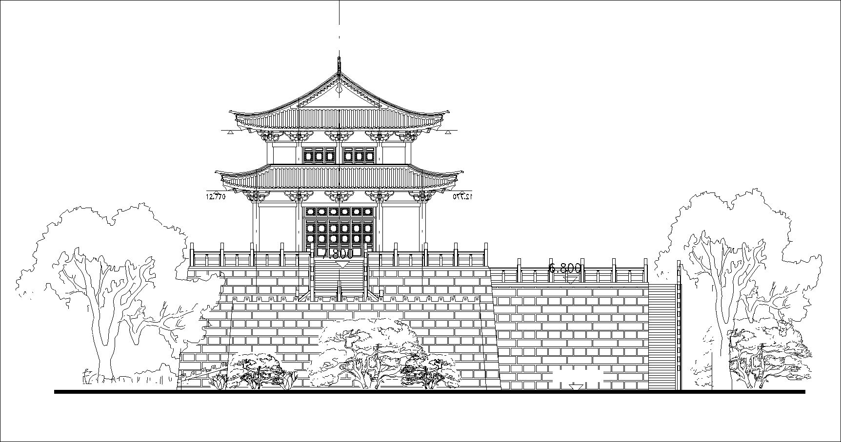 1724x907 Architecture Cad Blocks Free - Chinese Architecture Drawing