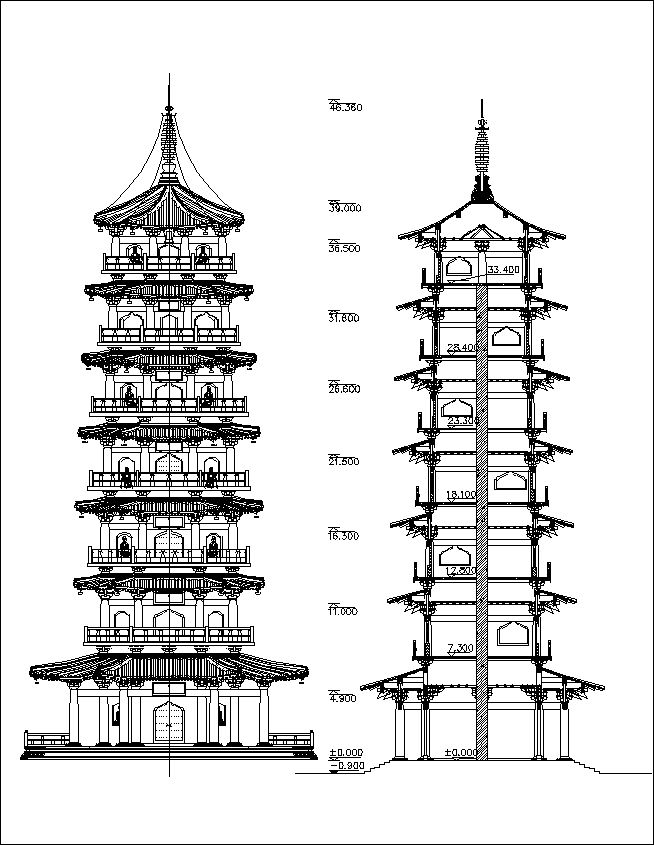 654x845 Architecture Cad Drawings Downloadcad Blocks - Chinese Architecture Drawing
