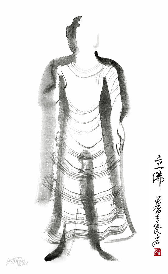 552x900 Standing Buddha - Chinese Buddha Drawing