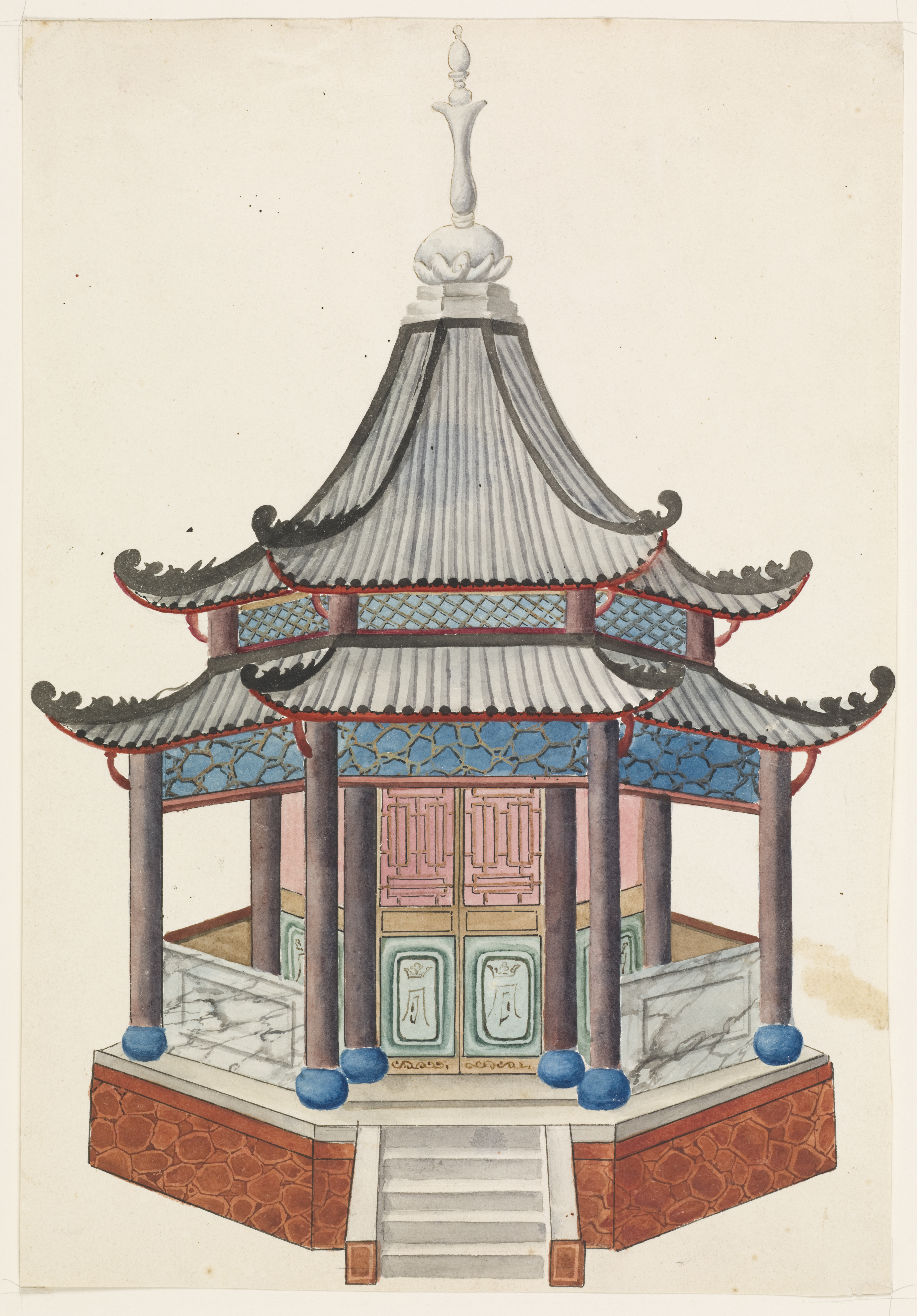 4514x6476 Drawing, Design For A Chinese Pavilion, Objects - Chinese Building Drawing