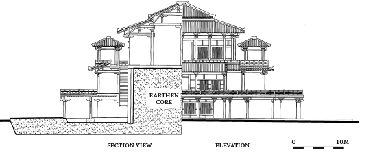563x232 performing center in a vertical rise multilevel pagodas - Chinese Building Drawing