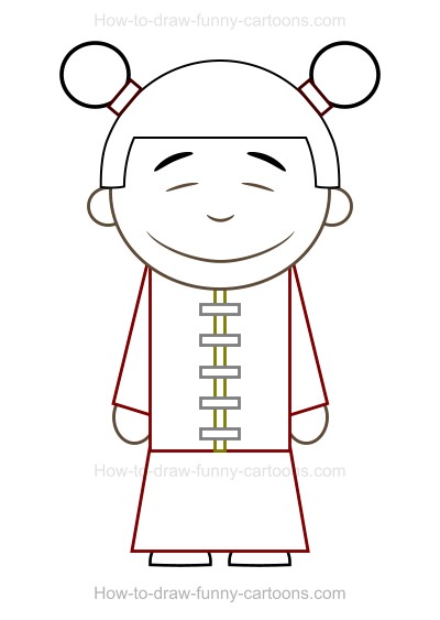 400x563 How To Draw A Cartoon Chinese Girl - Chinese Cartoon Drawings