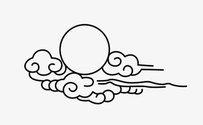 650x400 china wind cloud stick figure, cloud clipart, chinese style, black - Chinese Cloud Drawing