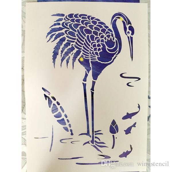 600x600 Cheap White Painting Stencils Masking Template - Chinese Crane Drawing