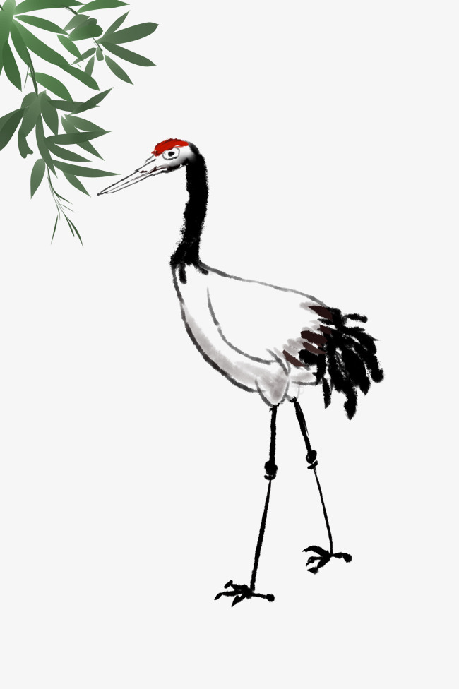 650x976 Ink Painting Crane Illustration Image - Chinese Crane Drawing