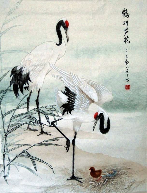 609x800 Chinese Crane Painting X X - Chinese Crane Drawing