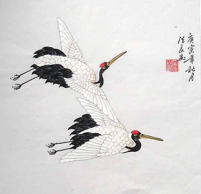 828x800 Chinese Crane Painting Crane X X - Chinese Crane Drawing