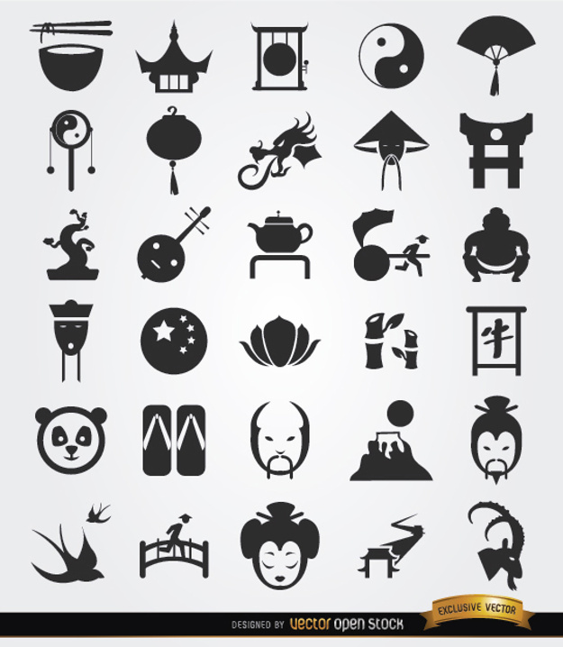 625x718 Chinese Culture Icons Vector Free Download - Chinese Culture Drawing