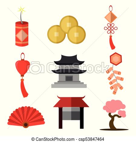 450x470 Chinese Culture Simple Icon Vector Illustration Graphic Set - Chinese Culture Drawing