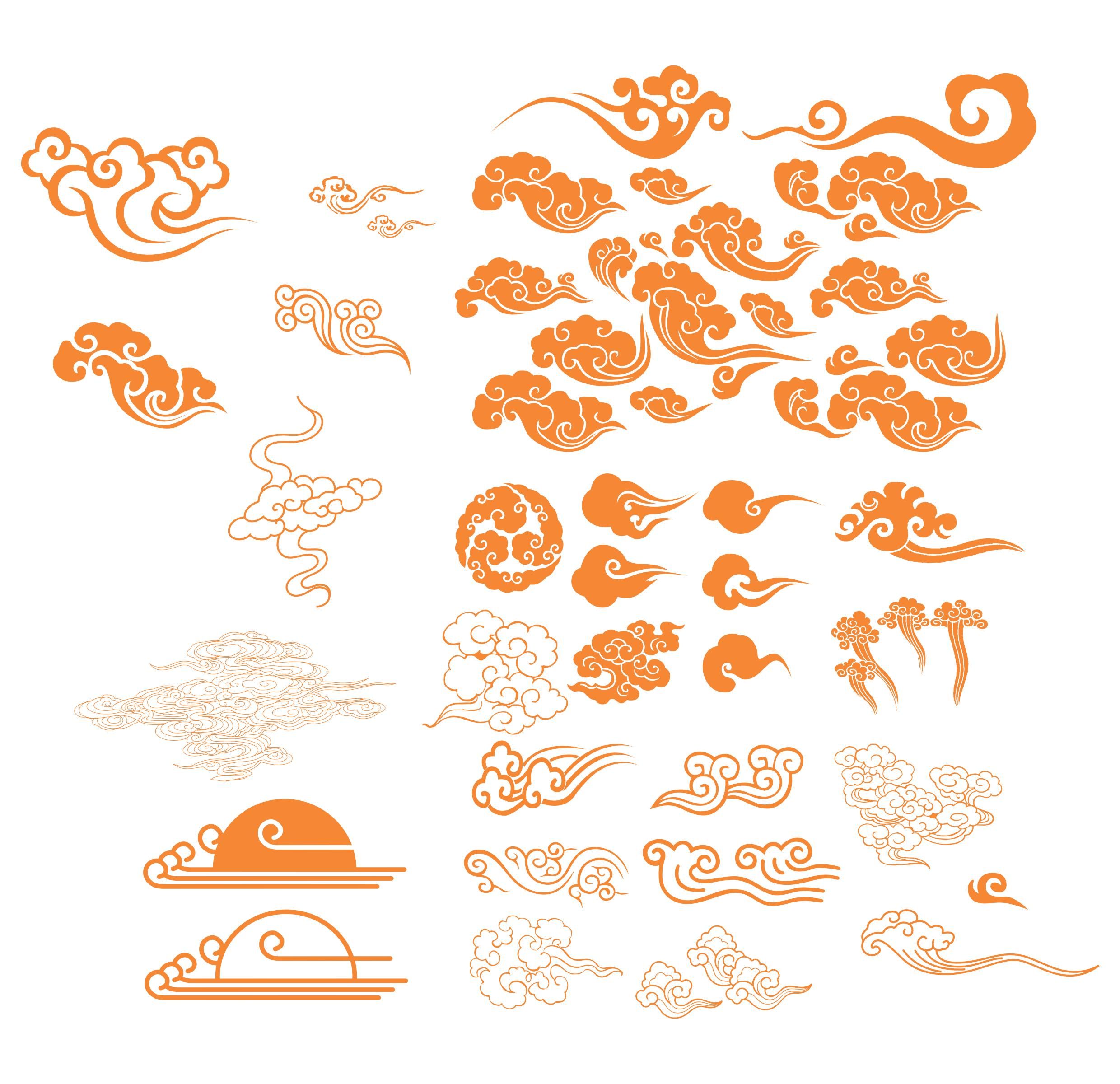 2480x2400 Classical Clouds Vectors Chinese Icons In Cloud Tattoo - Chinese Culture Drawing