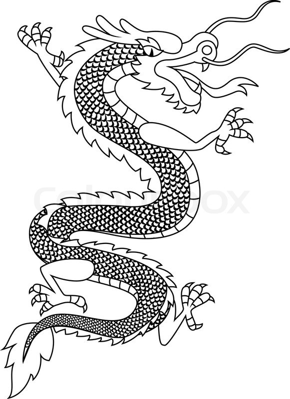 581x800 Chinese Dragon Tattoo Stock Vector Colourbox - Chinese Dragon Cartoon Drawing