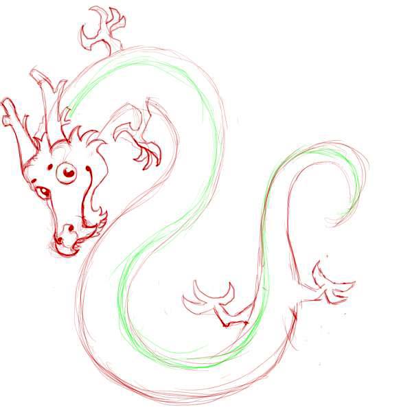 600x600 Chinese Dragon Drawing - Chinese Dragon Drawing