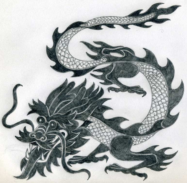 771x753 Dragon Drawing Simple And Perfect - Chinese Dragon Drawing