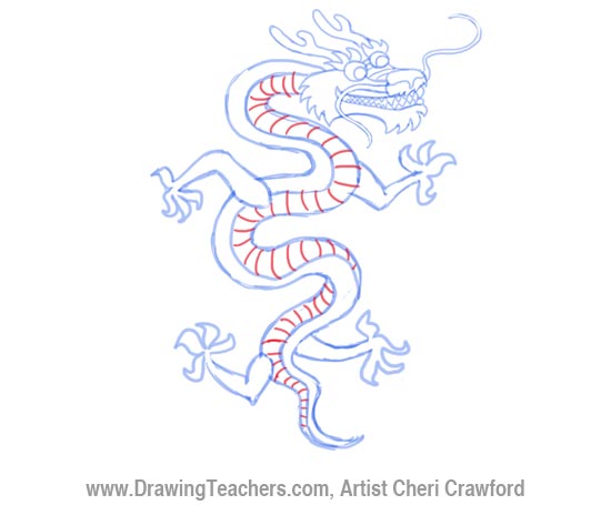 550x455 Chinese Dragon Drawing - Chinese Dragon Drawing Easy
