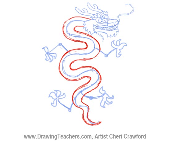 550x455 Chinese Dragon Drawing - Chinese Dragon Drawing For Kids