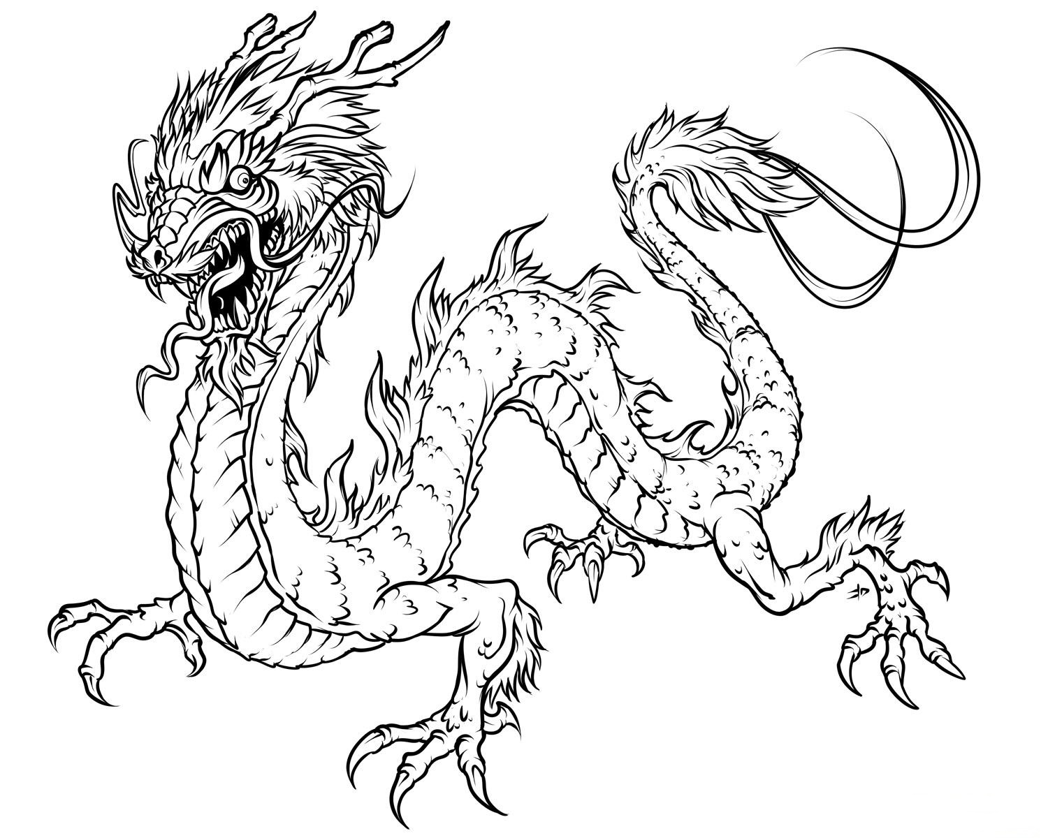 1500x1200 chinese crested coloring pages - Chinese Dragon Drawing For Kids