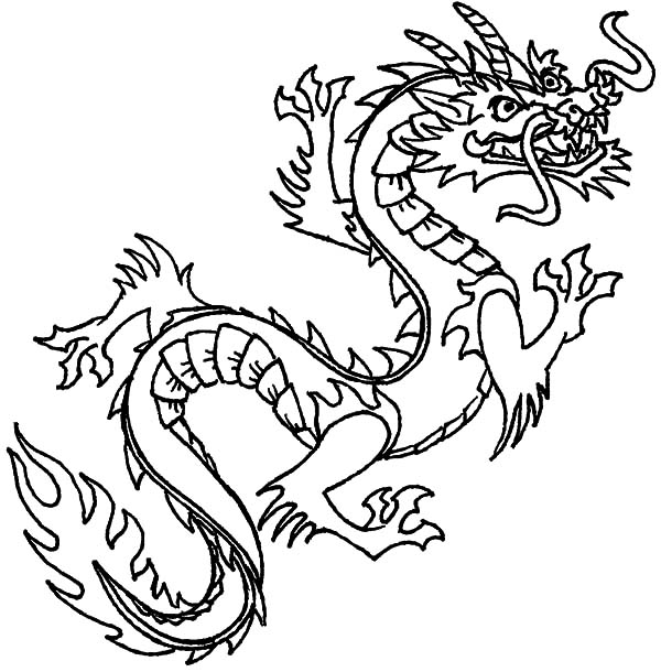 600x610 Chinese Dragon Coloring Pages - Chinese Dragon Drawing For Kids