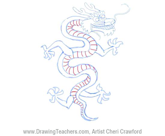 550x455 draw chinese dragon dragon drawing step how to draw a chinese - Chinese Dragon Drawing Step By Step