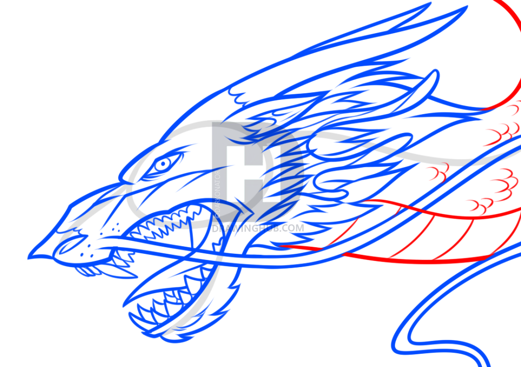 1021x720 Drawing A Chinese Dragon Head, Step - Chinese Dragon Drawing Step By Step